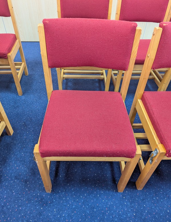 92x Red Linking Church Chairs 92x Red Linking Church Chairs