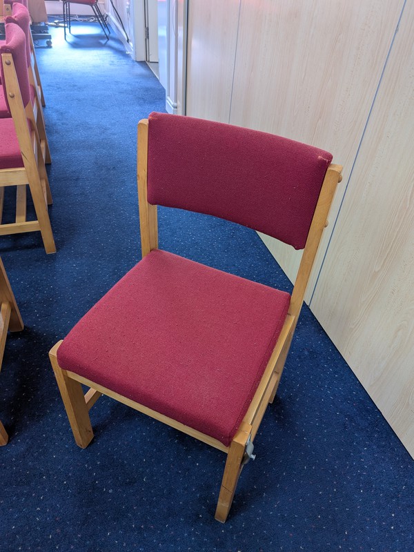 Used 92x Red Linking Church Chairs Used 92x Red Linking Church Chairs