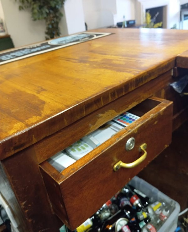 1930's French Bistro Oak Bar