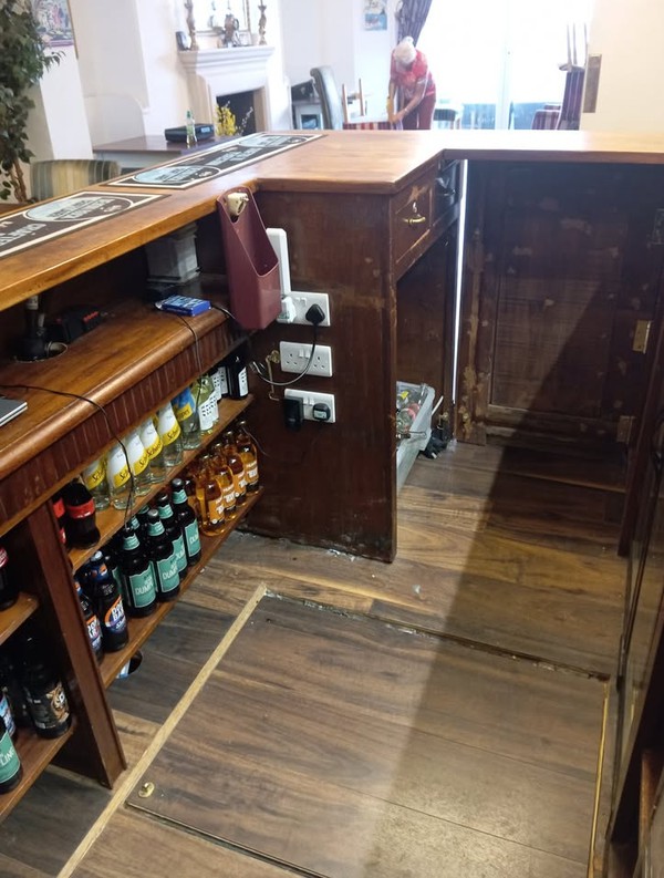 1930's French Bistro Oak Bar For Sale