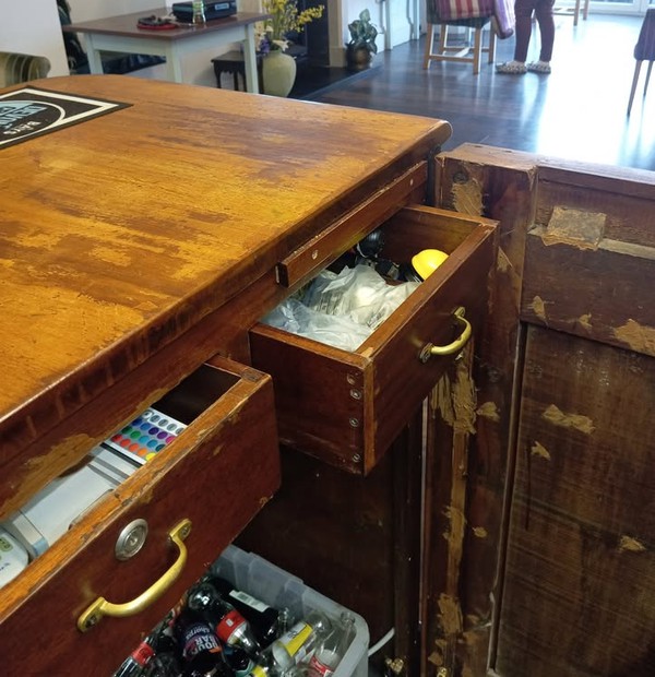Secondhand 1930's French Bistro Oak Bar For Sale