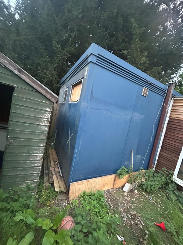 Blue portable building Blue portable building