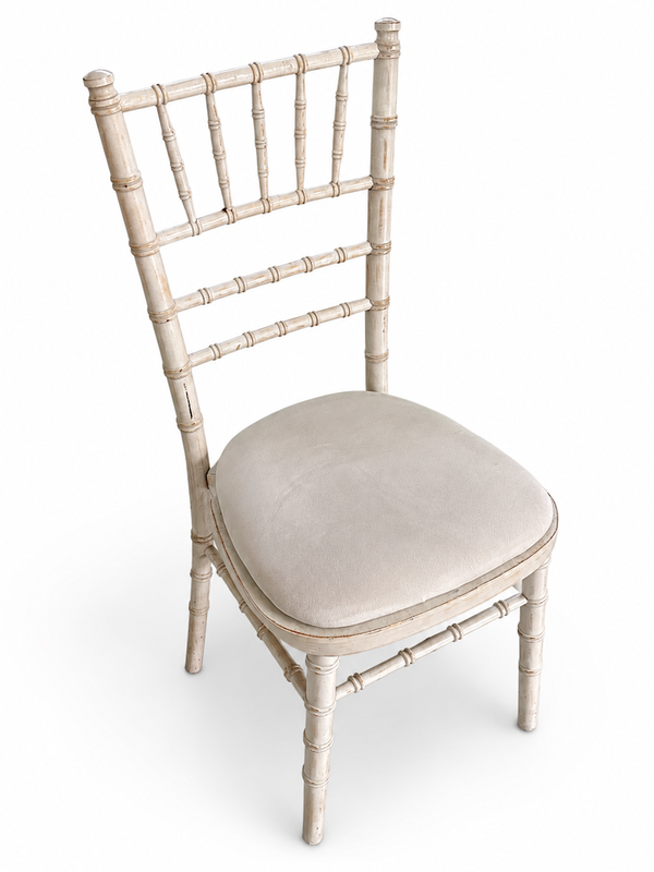 Limewash Chiavari Chairs with Seat Pads