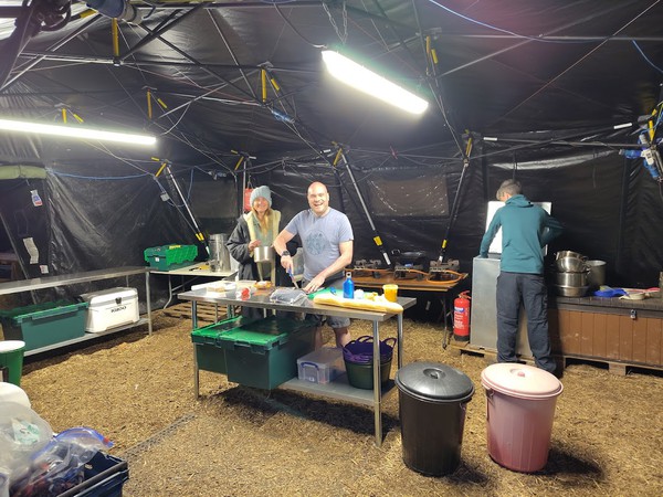 Folding dome marquee inside