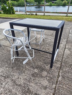 Beer garden chairs and tables