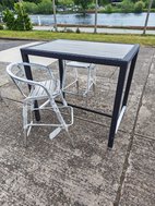 Beer garden chairs and tables