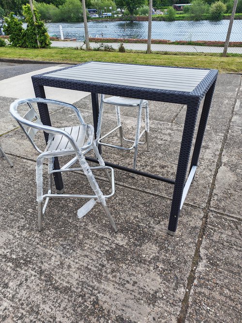 Beer garden chairs and tables