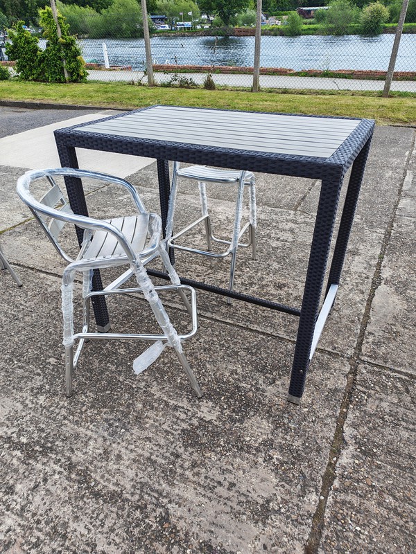 Beer garden chairs and tables