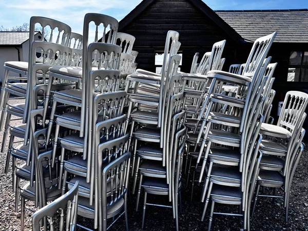 Used 150x Silver Cheltenham Banqueting Chair for sale