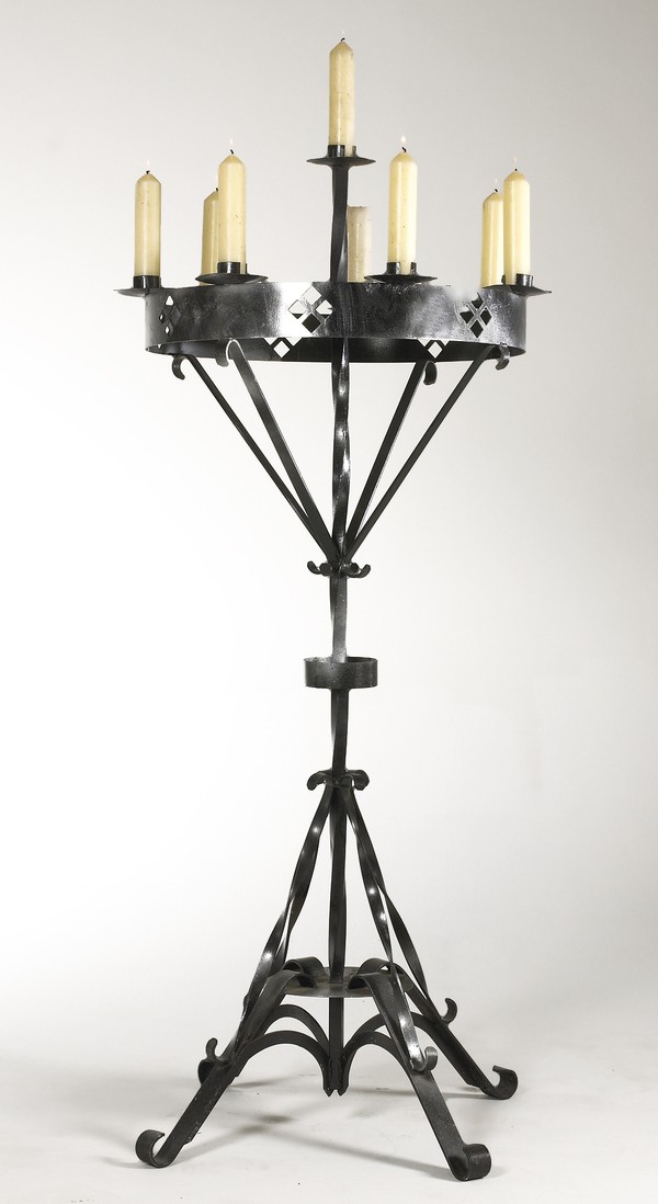 4x Wrought Iron Free Standing Candelabras For Sale