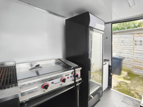 Catering trailer with tall fridge Catering trailer with tall fridge