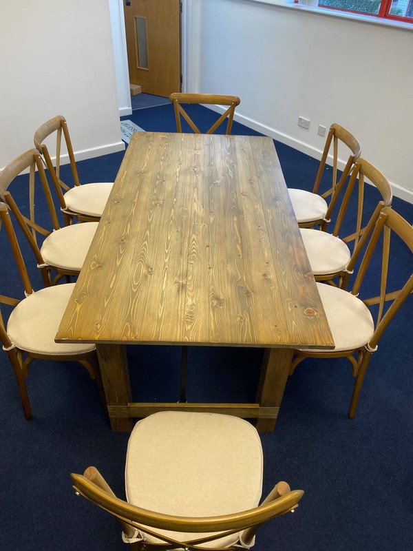 Wooden table with folding legs Wooden table with folding legs