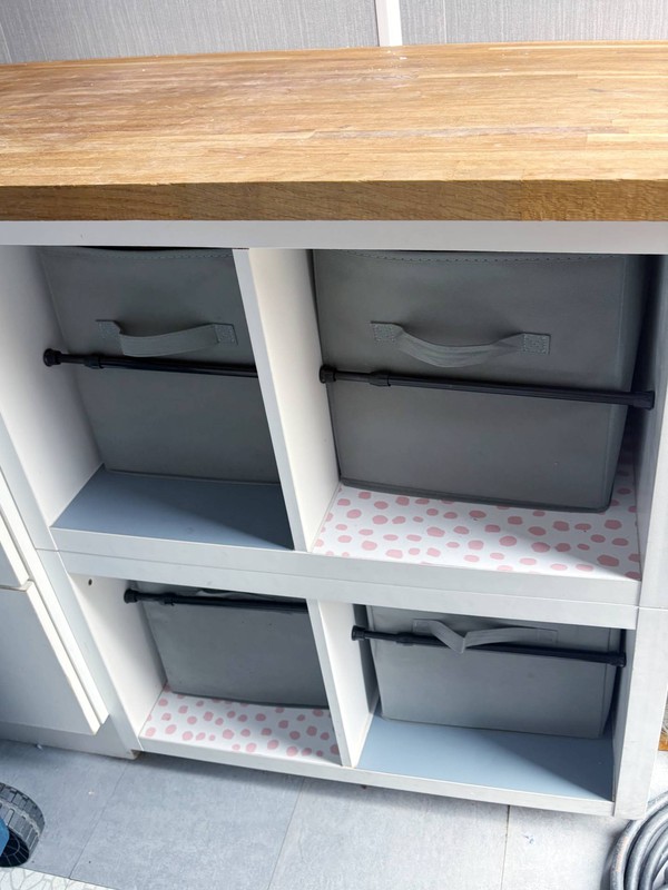 Coffee van storage shelves