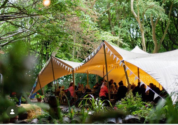 Woodland wedding venue stretch tent for sale