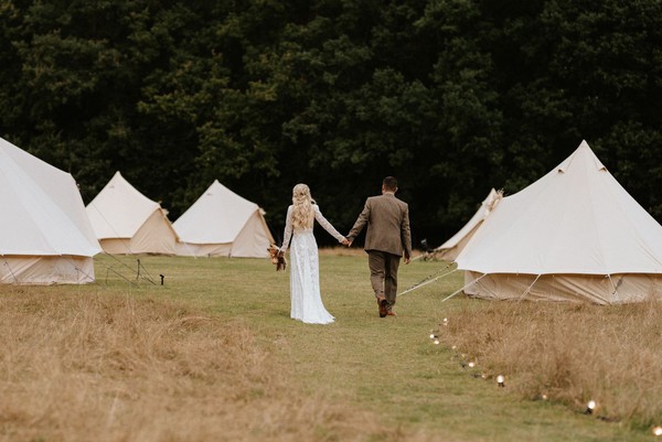 Glamping wedding bell tents