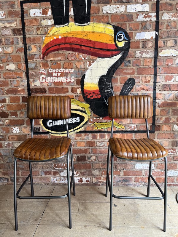 Hoxton Whisky Tan Leather Bar Stools