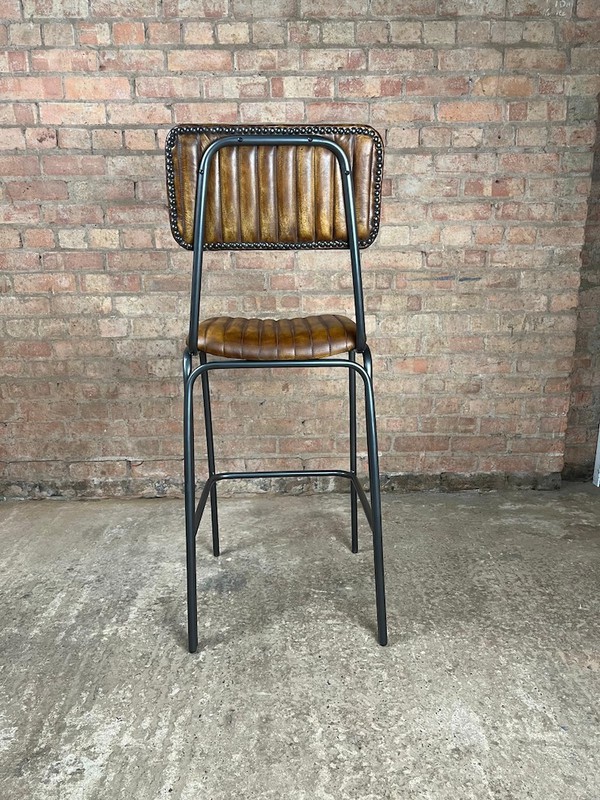 Tan Leather High Bar Stools
