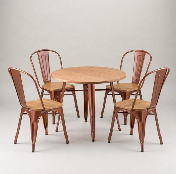 Vintage Copper Table And Chair Set