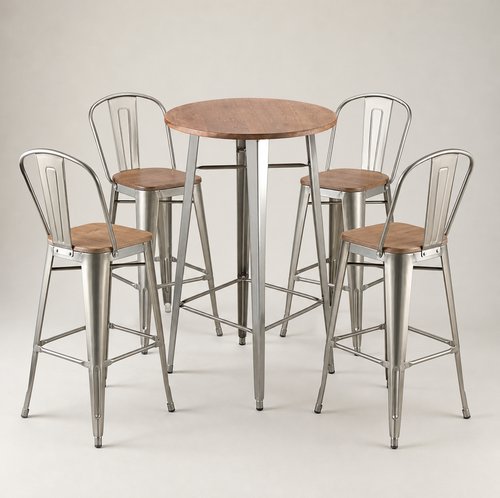 Round Bar Table And Four Stools