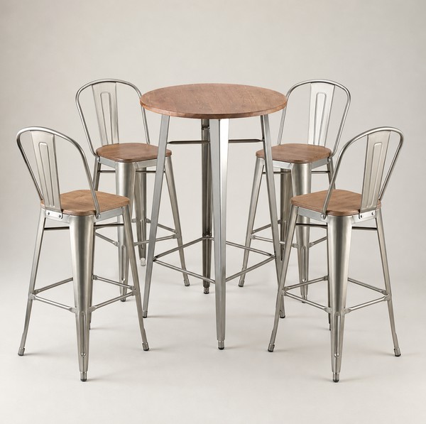 Round Bar Table And Four Stools Round Bar Table And Four Stools