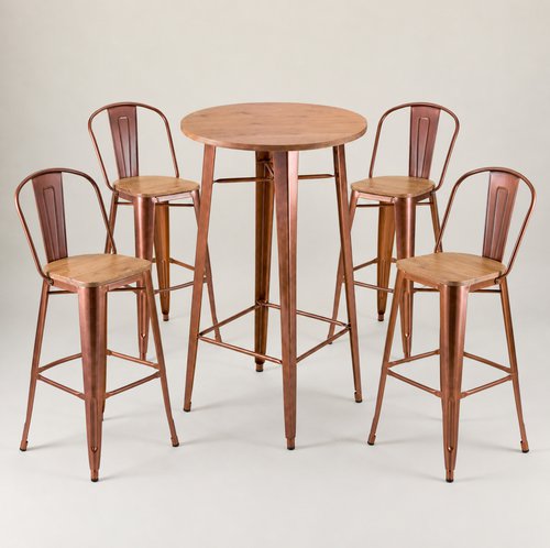 Vintage Copper Bar Stools And Tables