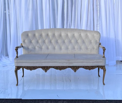 Ornate Ivory Velvet Sofa