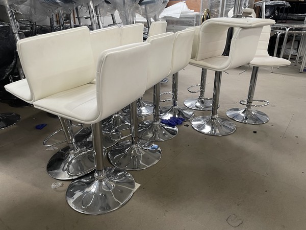 High Bar Stool in Cream and Chrome
