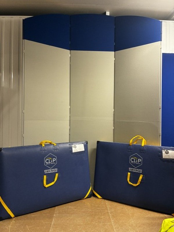 Display Panels in Royal Blue and Grey Display Panels in Royal Blue and Grey