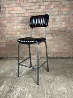 Hoxton 'English Plum' Leather Bar Stools