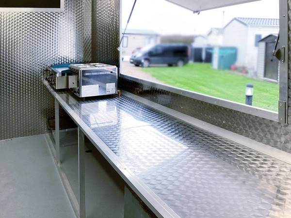 Catering van with large hatch