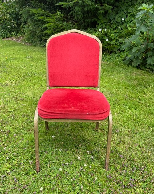 42x Red Padded Stacking Banquet Chair For Sale