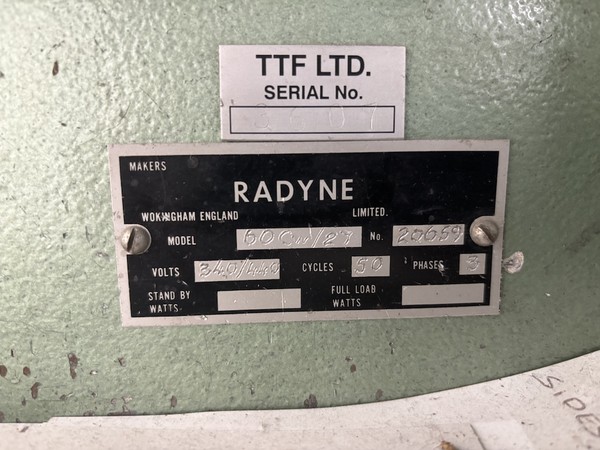 Radyne PVBC Welder Model - 60cw/27