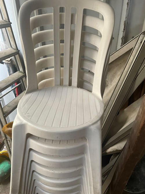 Plastic stacking bistro chairs