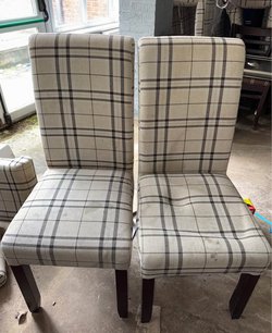 15x White Checked Dining Chairs For Sale