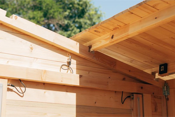 Wooden market stall roof