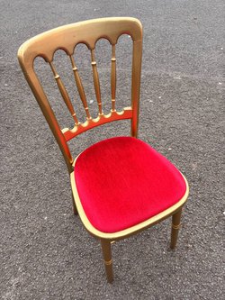 180x Gold Cheltenham banqueting  chairs / red pads