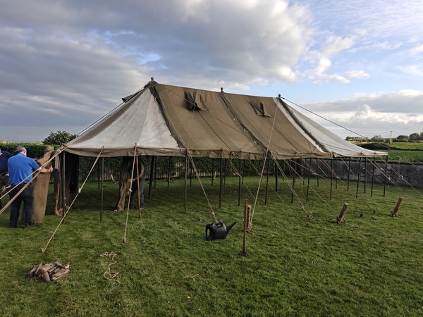 Putting up a ex army mess tent