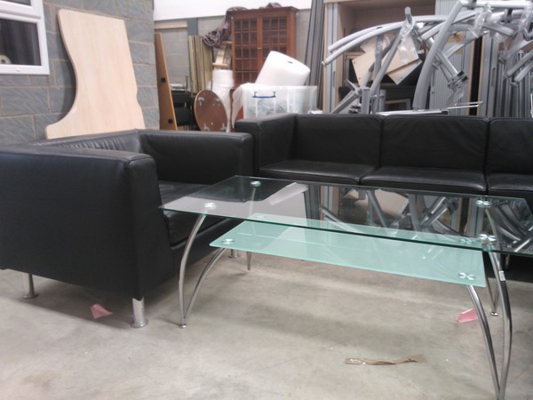 Used Black Faux Leather Reception Set for sale