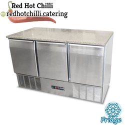 Three door bench fridge with marble top