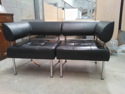 2 Black Leather, 2 Seater Reception Chairs for sale