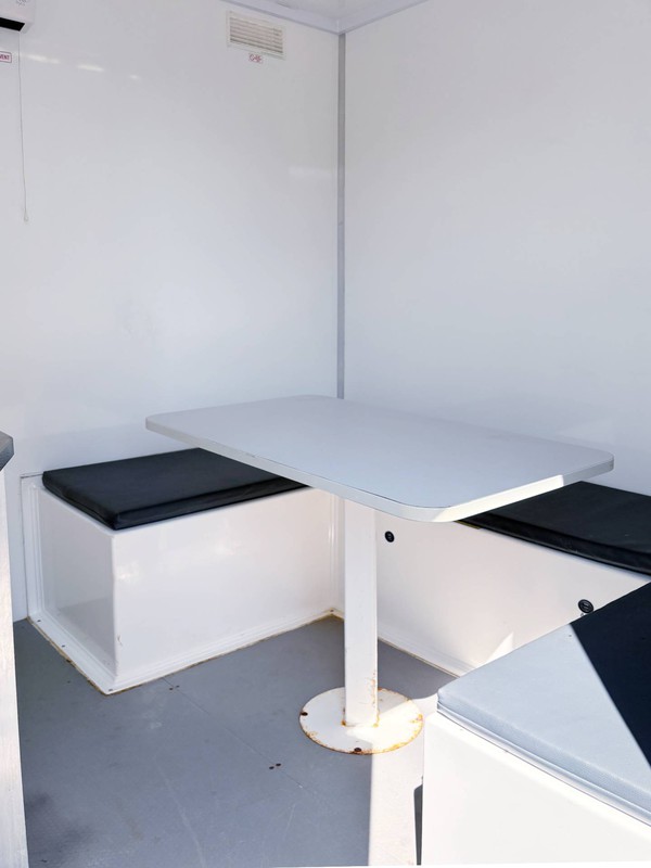 Welfare trailer seating area Welfare trailer seating area