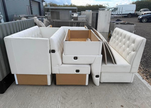 Used 6x White Booth Benches