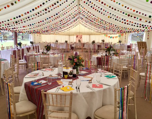 Wedding marquee with 6ft round tables