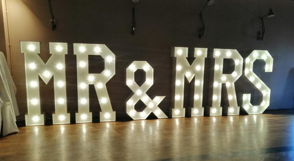 Mr & Mrs LED 5ft light up letters