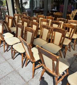 40x Wooden Chairs With Fabric Seat For Sale