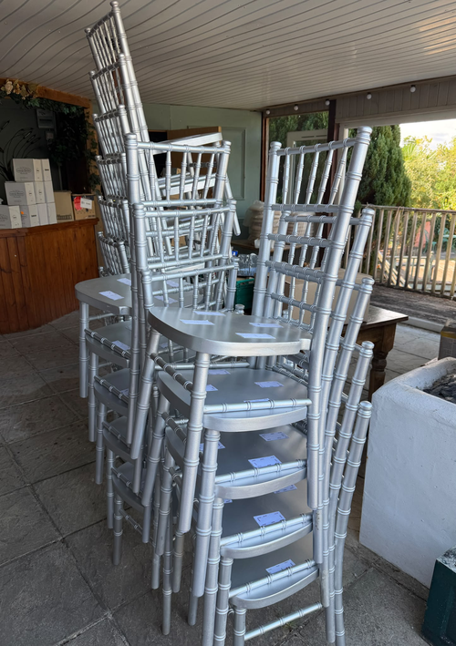 70x Chiavari Silver Chairs For Sale