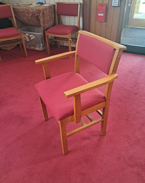 63x Wooden Church Chairs For Sale