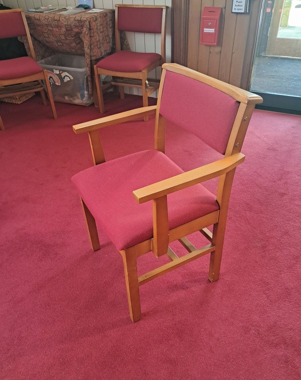 63x Wooden Church Chairs For Sale