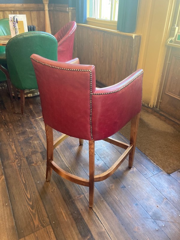 Tall Oxblood Leather Bar Chair