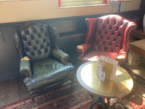 Chesterfield Style Winged Armchairs